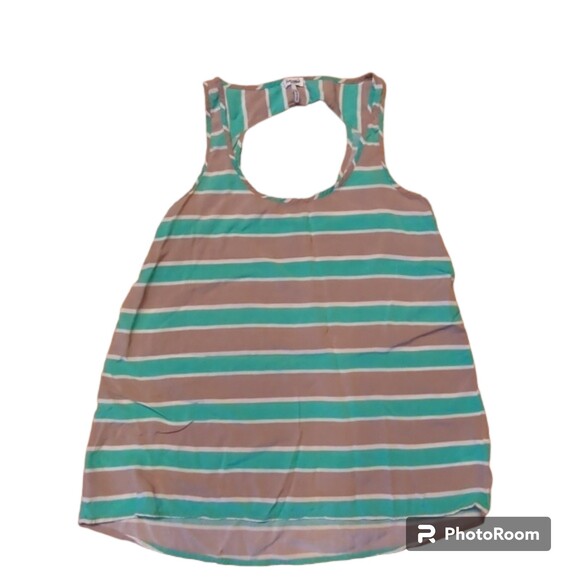 Splendid Tank Top Womens Small Open Back  Striped Green Gray - Picture 1 of 6